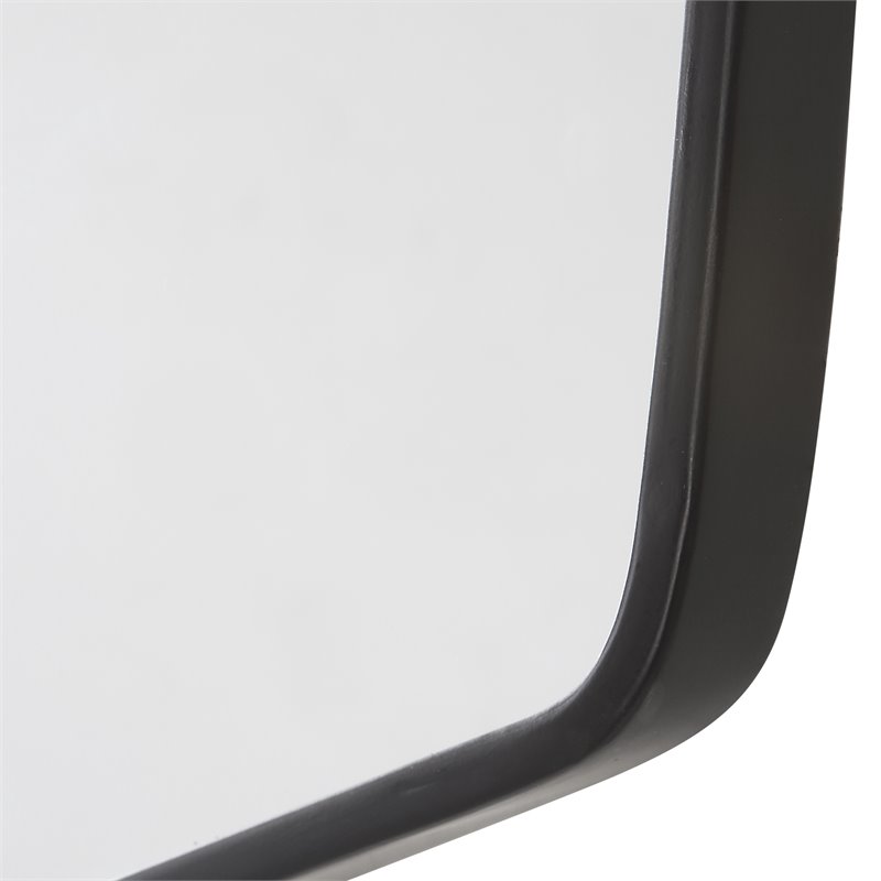 Pemberly Row Contemporary Iron MDF and Glass Mirror in Black (Set of 4)