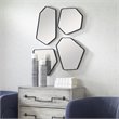 Pemberly Row Contemporary Iron MDF and Glass Mirror in Black (Set of 4)