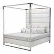 Pemberly Row Contemporary Engineered Wood Cal. King Canopy Bed in Off White