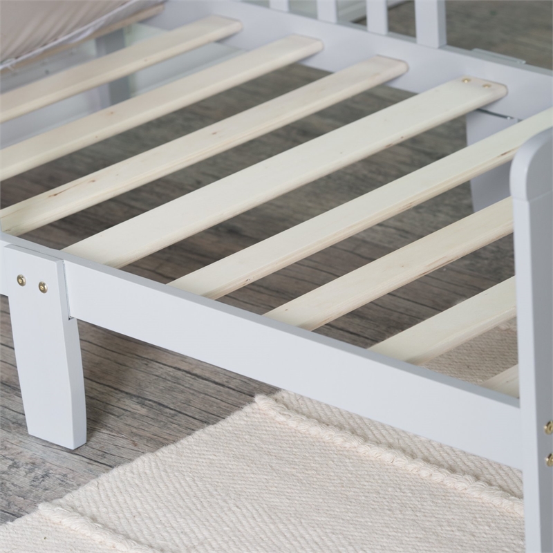 Pemberly Row Contemporary New Zealand Pine Solid Wood Toddler Bed in Gray