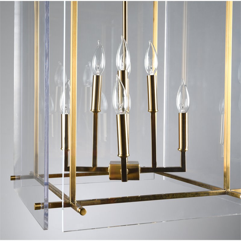 Pemberly Row 8-Light Iron Metal and Acrylic Geometric Chandelier in Gold