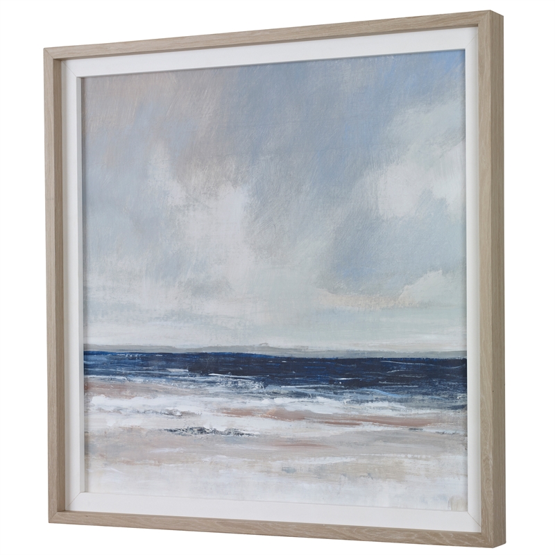 Pemberly Row Distant Land Linen and Pine Wood Framed Print in Multi-Color