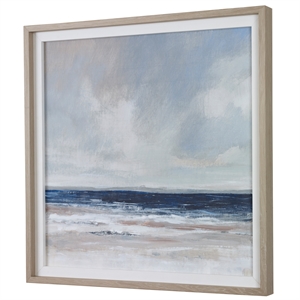 Pemberly Row Distant Land Linen and Pine Wood Framed Print in Multi-Color