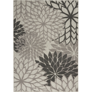 Pemberly Row 42&quot x 66&quot Fabric Indoor/Outdoor Rug in Silver Gray