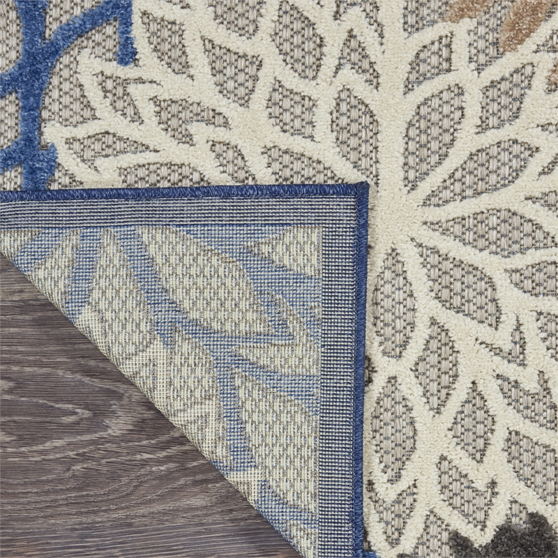 Pemberly Row 3' x 5' Fabric Indoor/Outdoor Rug in Blue/Multi-Color