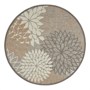 Pemberly Row 5'3&quot x Round Natural Outdoor Indoor/Outdoor Rug