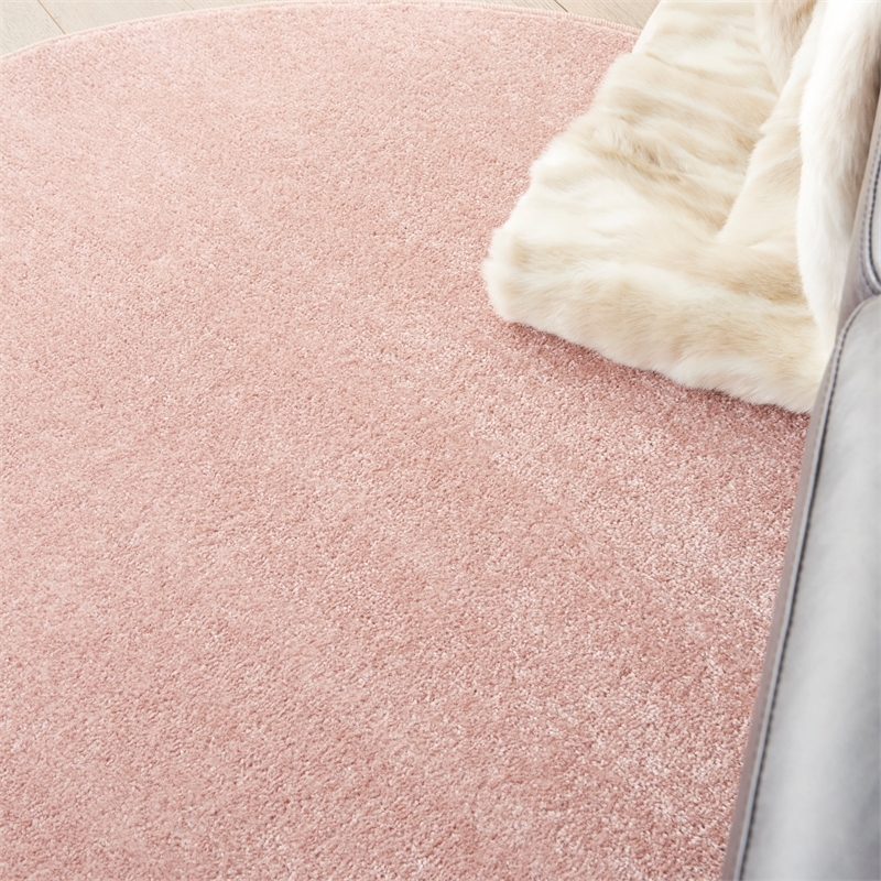 Pemberly Row 4' x Round Pink Fabric Outdoor Area Rug (4' Round)