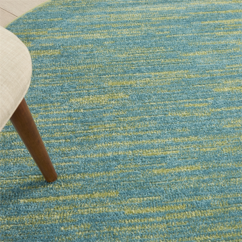Pemberly Row 4' x Round Blue Green Fabric Outdoor Area Rug (4' Round)