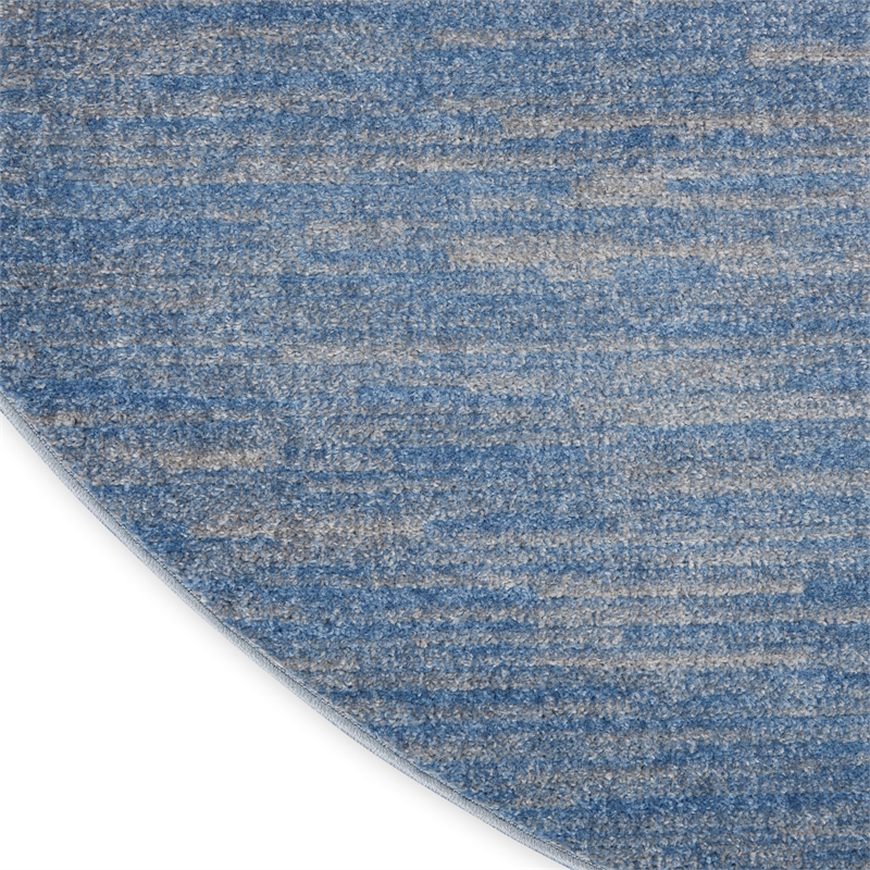 Pemberly Row 4' x round Blue/Grey Outdoor Indoor/Outdoor Rug
