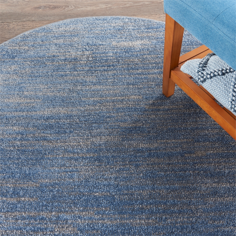 Pemberly Row 4' x round Blue/Grey Outdoor Indoor/Outdoor Rug
