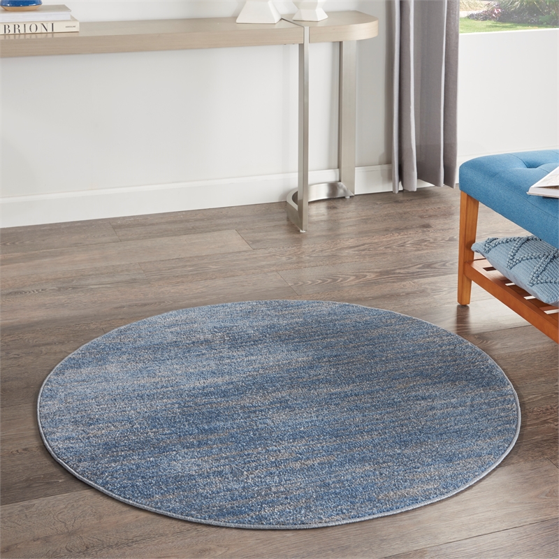 Pemberly Row 4' x round Blue/Grey Outdoor Indoor/Outdoor Rug