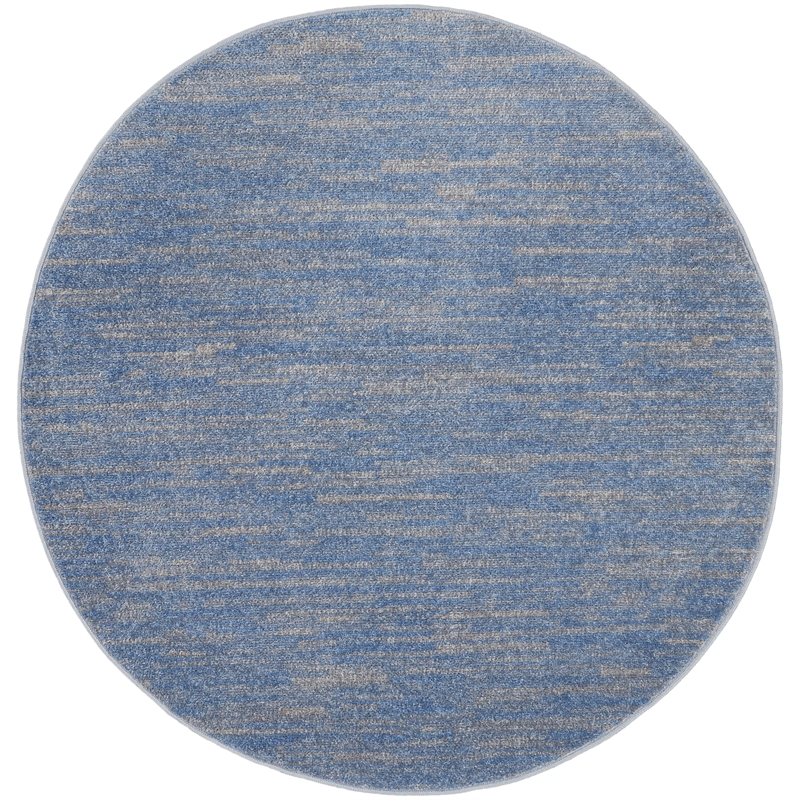 Pemberly Row 4' x round Blue/Grey Outdoor Indoor/Outdoor Rug