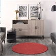 Pemberly Row 4' x Round Brick Red Fabric Outdoor Area Rug (4' Round)