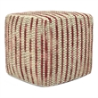 Pemberly Row Contemporary Boho Cube Woven Pouf in Maroon Cotton and Wool