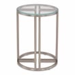 Pemberly Row Stainless Steel & Glass Chairside Table in Silver Mist