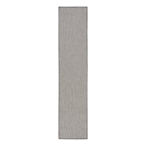 Pemberly Row 8' Runner Ivory Charcoal Fabric Modern Area Rug (8' Runner)