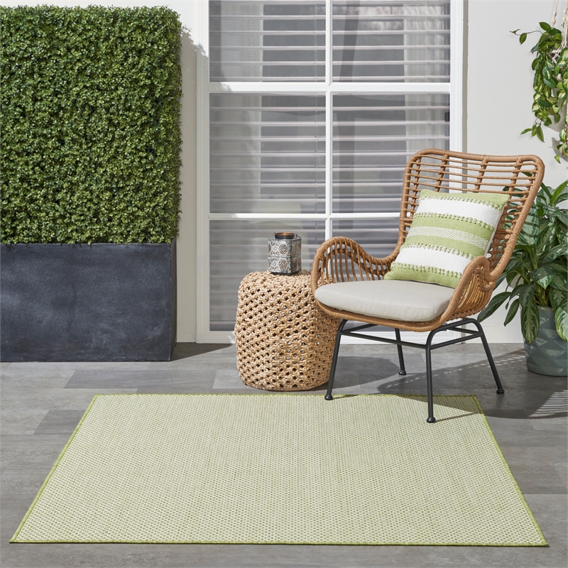 Pemberly Row 4' x Square Ivory Green Fabric Modern Area Rug (4' Square)