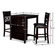 Pemberly Row Solid Wood Counter Table W/2 Chairs in Ebony Black