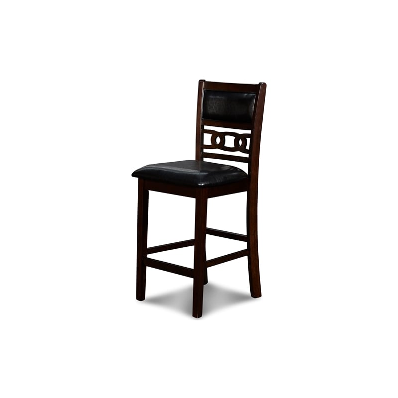 Pemberly Row Solid Wood Counter Table W/2 Chairs in Ebony Black