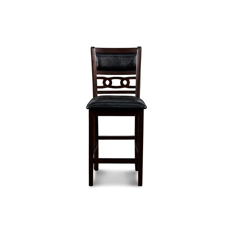 Pemberly Row Solid Wood Counter Table W/2 Chairs in Ebony Black