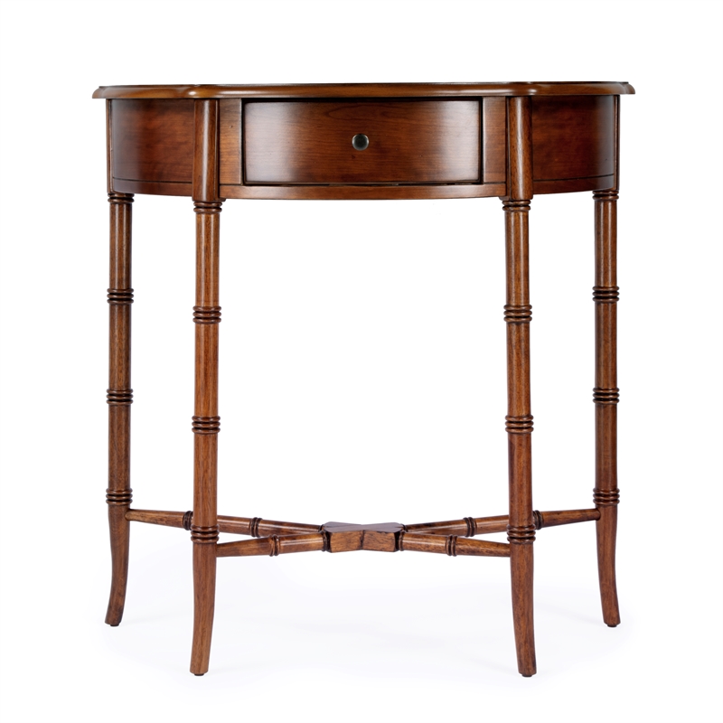 Pemberly Row Contemporary Wood Demilune Console Table-Olive Ash