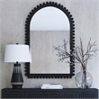 Pemberly Row Contemporary Rectangular Modern Wood Wall Mirror in Black