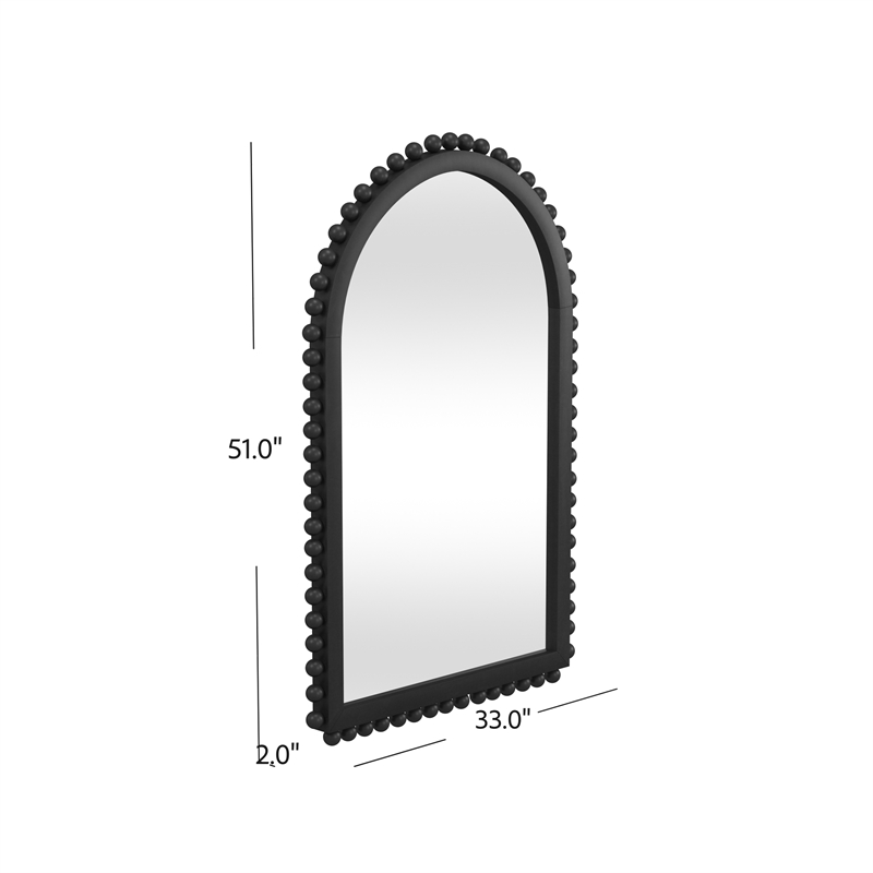 Pemberly Row Contemporary Rectangular Modern Wood Wall Mirror in Black