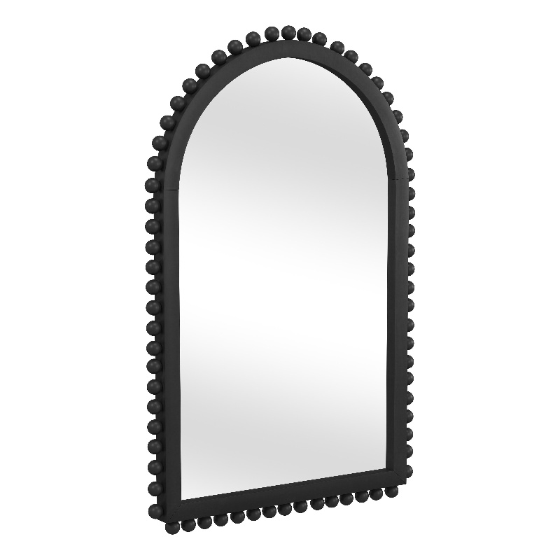 Pemberly Row Contemporary Rectangular Modern Wood Wall Mirror in Black