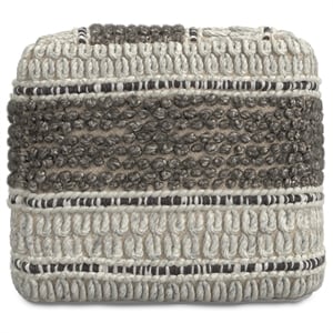 Pemberly Row Contemporary Square Pouf in Earth Tone Brown Handloom Woven