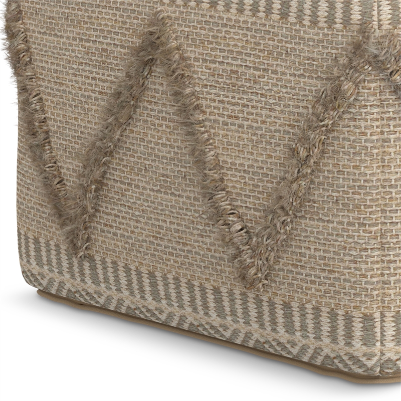 Pemberly Row Boho Square Pouf in Brown Handloom Woven Pattern