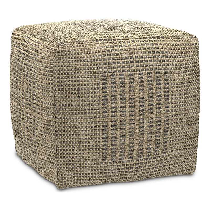 Pemberly Row Contemporary Square Square Woven Pouf in Natural
