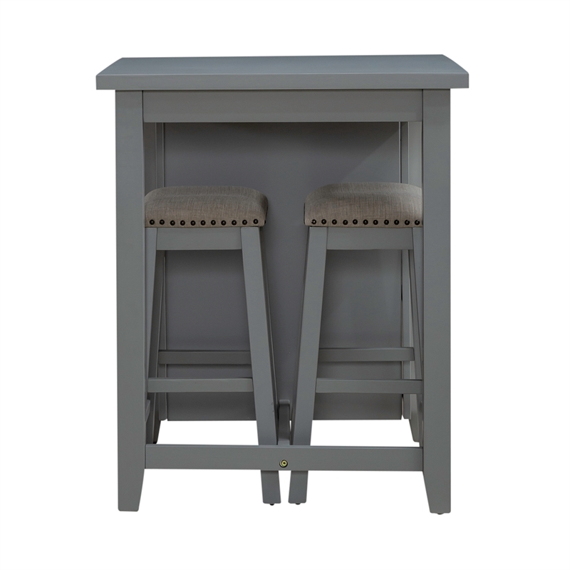 Pemberly Row Modern Transitional Wood 3 Piece Counter Set in Gray