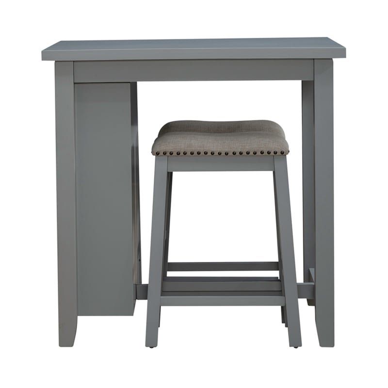 Pemberly Row Modern Transitional Wood 3 Piece Counter Set in Gray