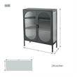 Pemberly Row Short 2-Door 3 Shelf Steel Accent Cabinet with Fluted Glass-Black