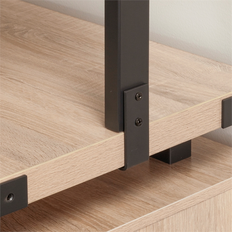 Pemberly Row Contemporary Wood 3 Shelf Bookshelf in Sand Dune