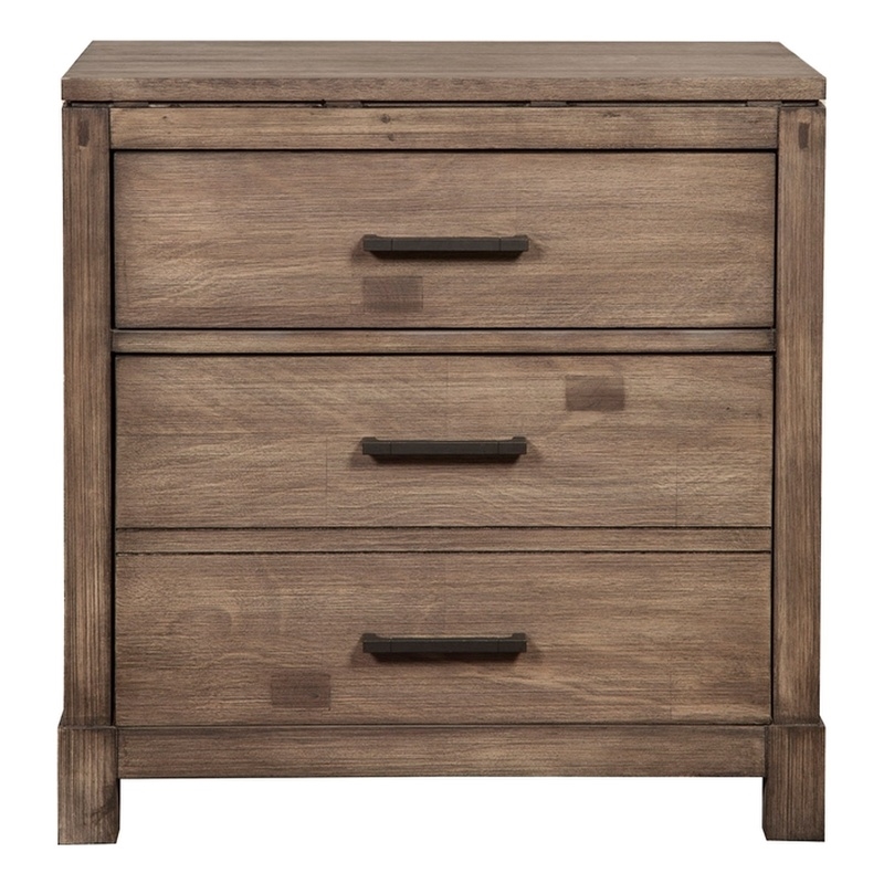 Pemberly Row Contemporary 2 Drawer Wood Nightstand in Weathered Gray