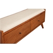 Pemberly Row Mid-Century Wood Bedroom Bench in Acorn Brown Finish