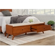 Pemberly Row Mid-Century Wood Bedroom Bench in Acorn Brown Finish