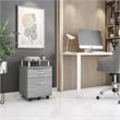 Pemberley Row Engineered Wood Gray Rolling File Cabinet Tempered Glass Top Rectangular 24
