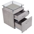 Pemberley Row Engineered Wood Gray Rolling File Cabinet Tempered Glass Top Rectangular 24
