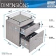Pemberley Row Engineered Wood Gray Rolling File Cabinet Tempered Glass Top Rectangular 24