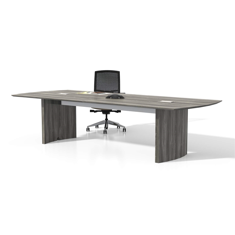 Pemberly Row Contemporary 10' Conference Table in Gray Steel