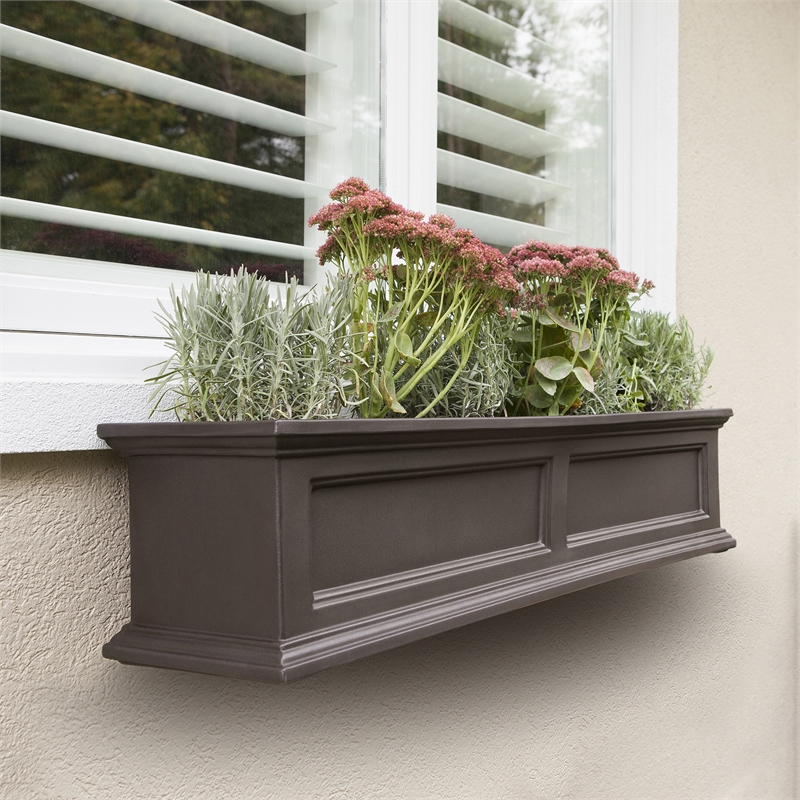Pemberly Row 4ft Traditional Plastic Window Box in Espresso Finish