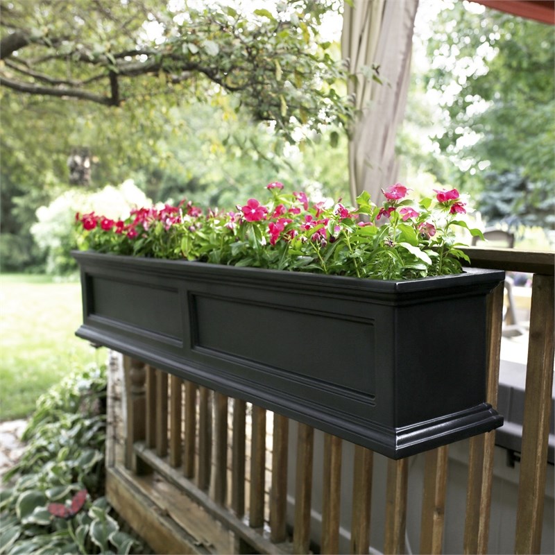 Pemberly Row 5ft Traditional Plastic Window Box in Black Finish