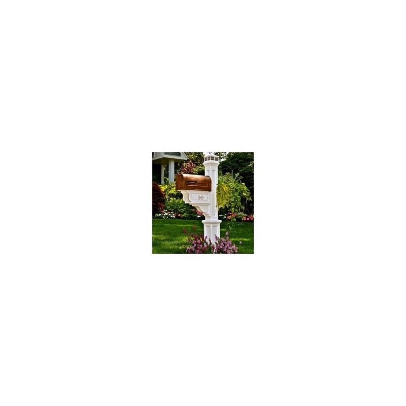 Pemberly Row Weatherproof Traditional Plastic Mail Post in White