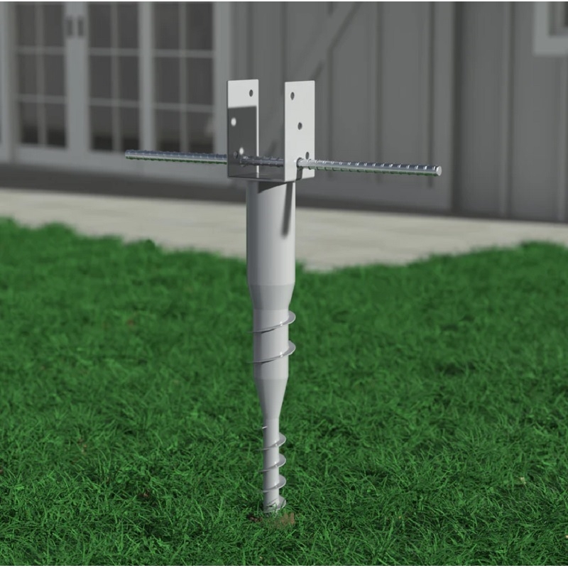 Pemberly Row Traditional Metal No Dig Ground Anchor in Silver Powder Coating