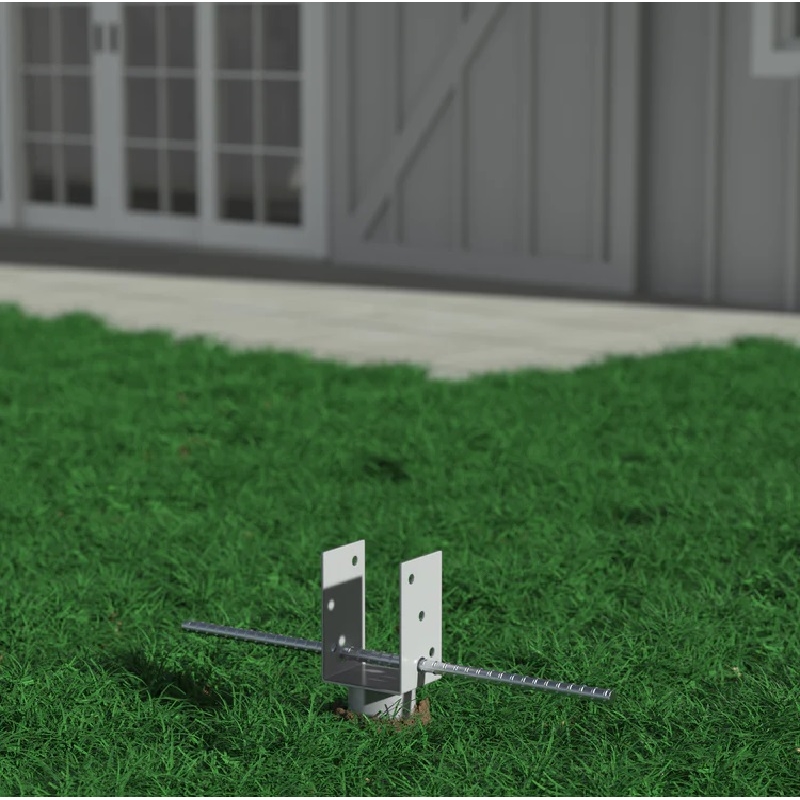 Pemberly Row Traditional Metal No Dig Ground Anchor in Silver Powder Coating