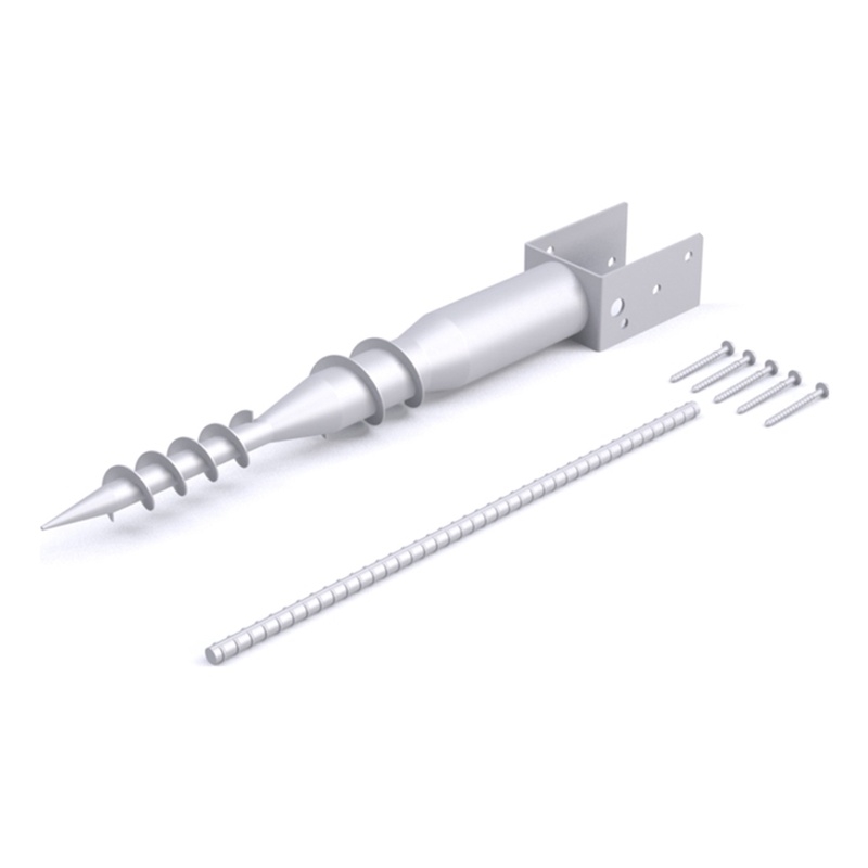 Pemberly Row Traditional Metal No Dig Ground Anchor in Silver Powder Coating