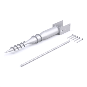 Pemberly Row Traditional Metal No Dig Ground Anchor in Silver Powder Coating