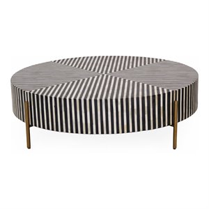 Pemberly Row 48&quot Round Iron/Resin Coffee Table in Multi-Color